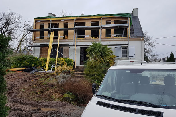 photo en chantier-surelevation-maison-Orvault