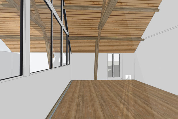 Verrière sous charpente cathédrale-amenagement-cafe_restaurant-Pornic