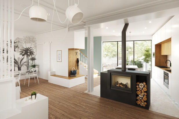Pièce à vivre ouverte, ton lumineux et naturels-renovation-maison-Nantes