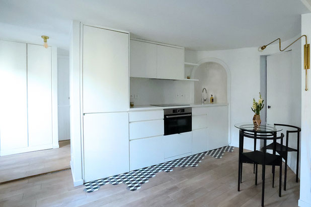 Vue de la cuisine-renovation-appartement-Paris