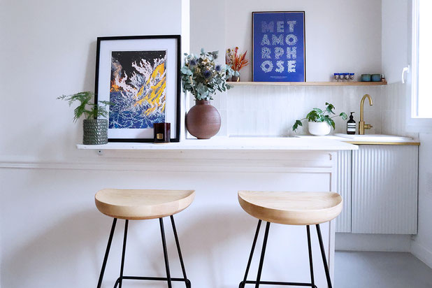 Vue sur le comptoir de la cuisine-renovation-appartement-Paris