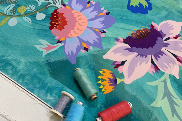 Impression sur tissu de nos motifs dessinés sur mesure-amenagement-espaces_exts-Lège-Cap-Ferret