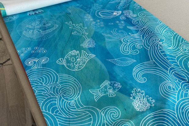 Impression sur tissu de nos motifs dessinés sur mesure-amenagement-espaces_exts-Lège-Cap-Ferret