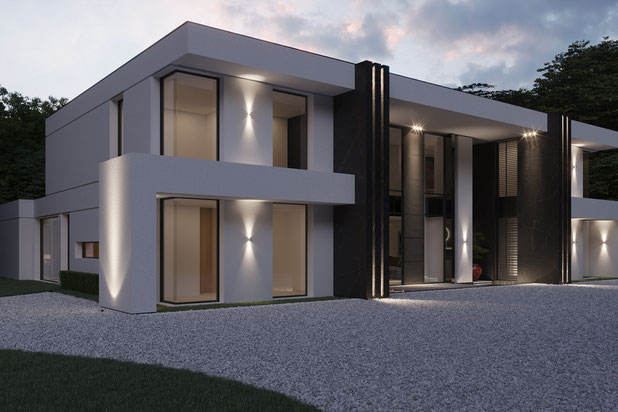 Vue entrée-construction-maison-Écully