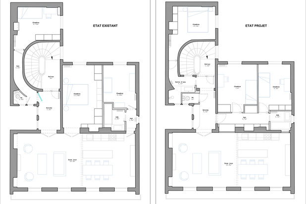 Plan avant/après-agrandissement_extension-appartement-Paris
