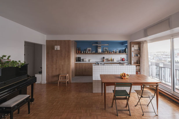 Le séjour - Cuisine-renovation-appartement-Paris