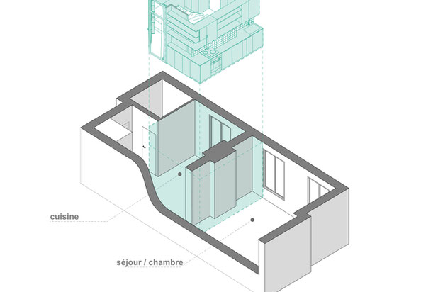 Axonométrie conception-renovation-appartement-Paris