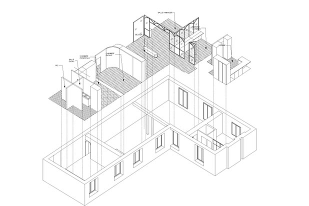 Axonométrie éclaté du projet-renovation-appartement-Paris
