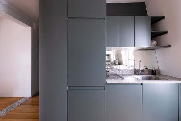 Vue depuis le sejour sur la cuisine-renovation-appartement-Paris
