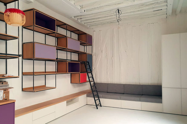 Banquette et rangements-amenagement-atelier_loft-Paris