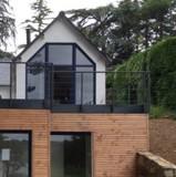 vue extension vers la mer, baies vitrées, bardage bois-agrandissement_extension-maison-Névez