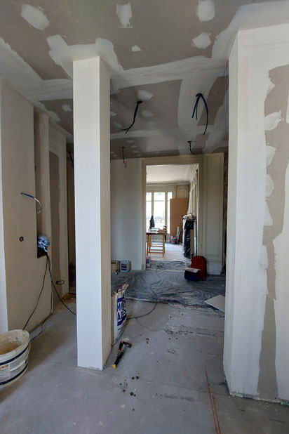 recomposition des nouveaux murs et plafonds-renovation-appartement-Paris