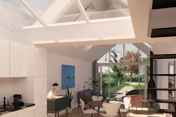 Vue sur le salon séjour projeté-agrandissement_extension-maison-Mouvaux