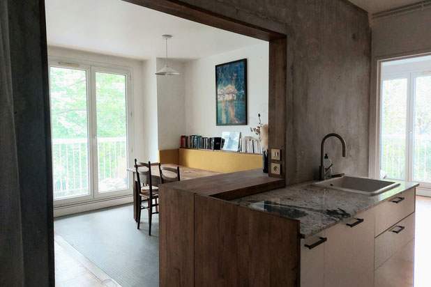 Vue de la cuisine-rehabilitation-appartement-Paris
