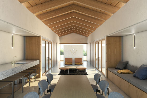 Vue intérieure d'un bungalow-construction-hotel-Saint-Jean-de-Luz