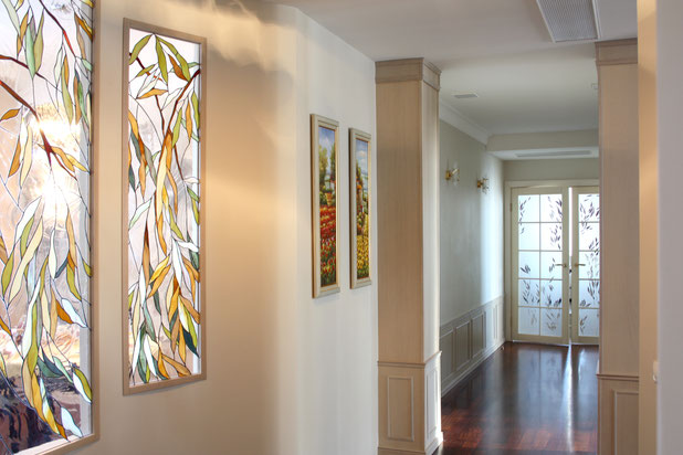 Couloir avec vitrail-amenagement-appartement-Toulouse