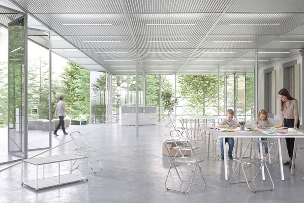 Vue de la salle de médiation-agrandissement_extension-autre-Lausanne