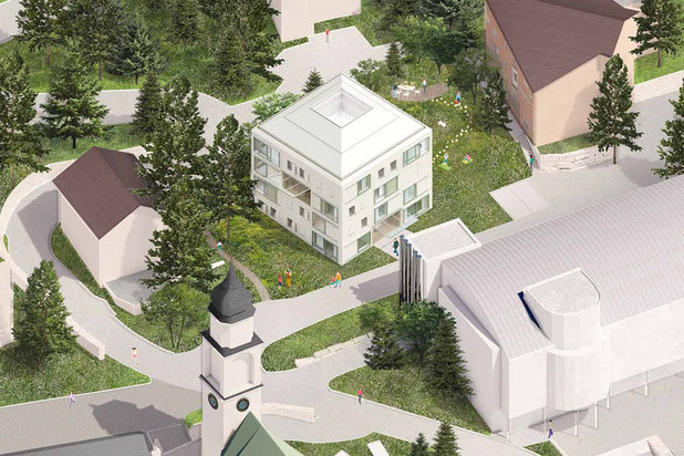 Vue axonométrique de l'ensemble-construction-logement-Pontresina