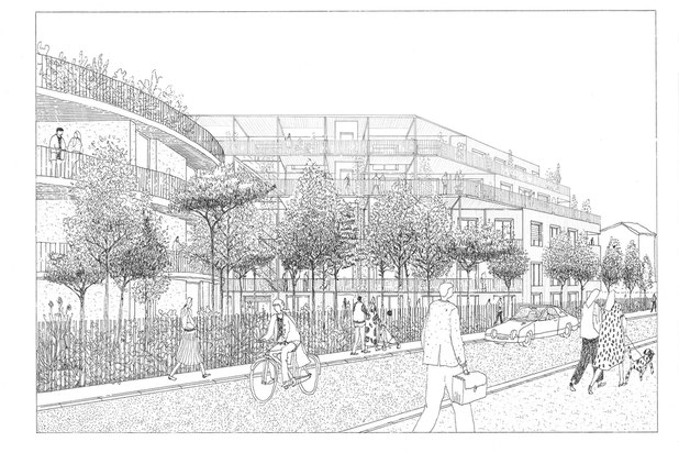 Perspective rue-construction-logement-Houilles