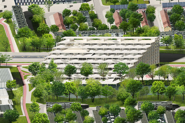 Axonométrie du projet-construction-logement-Tilbourg