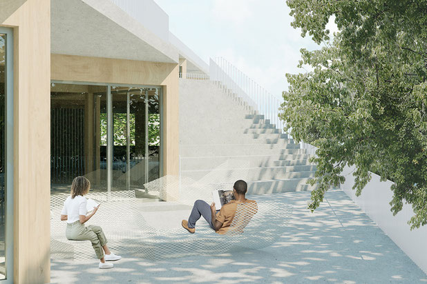 Vue externe des terrasses partagées-construction-logement-Tilbourg