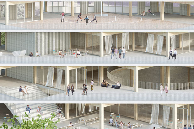 Vue des terrasses partagées-construction-logement-Tilbourg