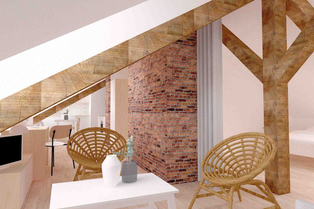 L'espace chambre et salon-rehabilitation-appartement-Pau