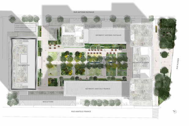 Plan masse-amenagement-immeuble-Levallois-Perret