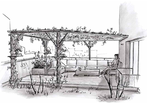 Croquis Pergola-amenagement-espaces_exts-Paris