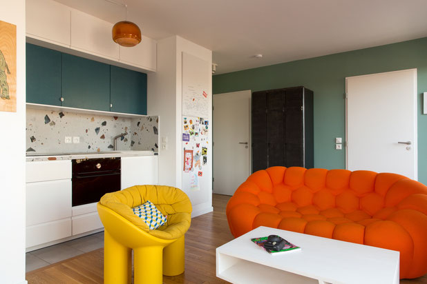Séjour vers entrée-amenagement-appartement-Pantin
