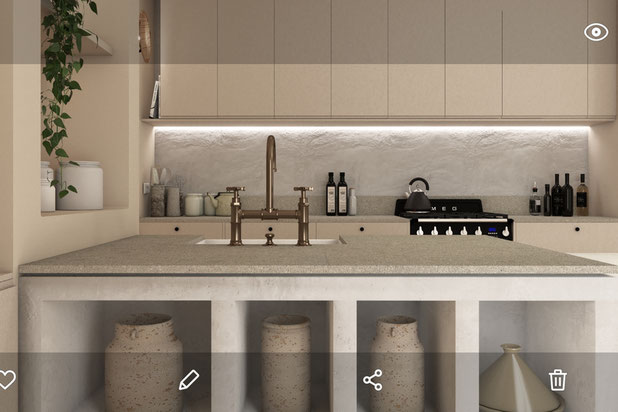 Cuisine avec îlot central en béton ciré-renovation-maison-Ourches