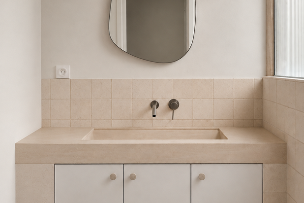 Salle de bain avec vasque sur mesure-renovation-appartement-Paris