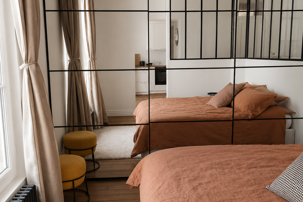 Vue de la chambre et sa verrière-renovation-appartement-Paris