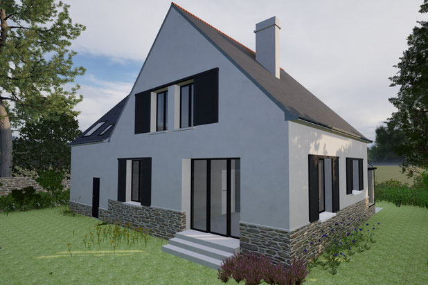 Vue façade jardin-renovation-maison-Carnac