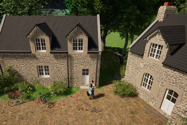 Façade sur cour Longère 1-renovation-maison-Carnac