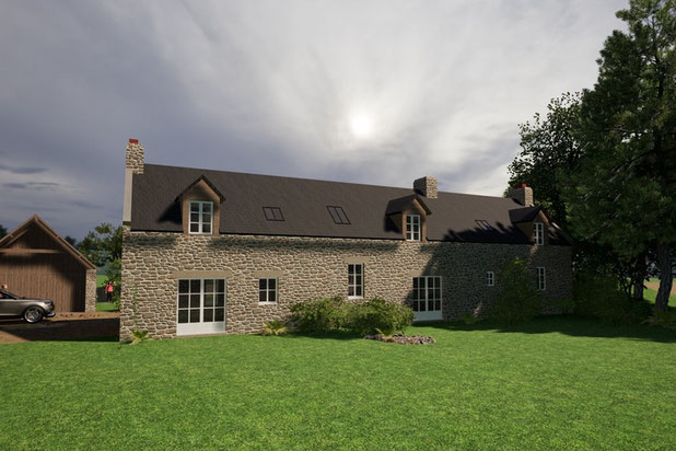 Façade sur cour Longère 2-renovation-maison-Carnac