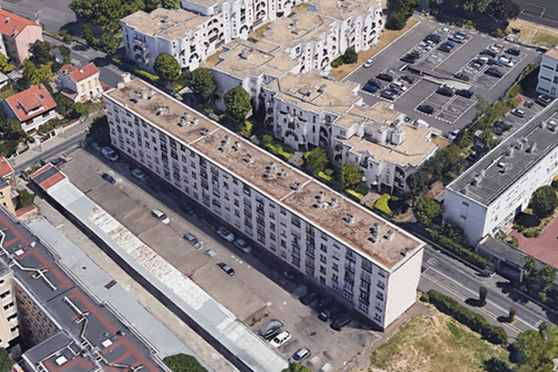 Existant - Vue aérienne-rehabilitation-immeuble-Aubervilliers