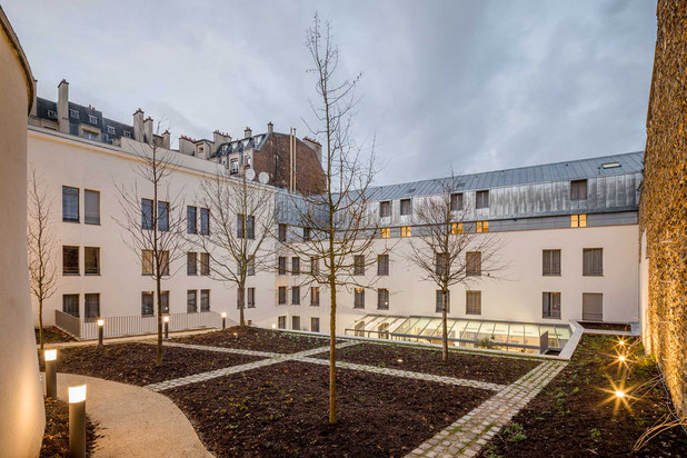 Vue Jardin-rehabilitation-hotel-Paris