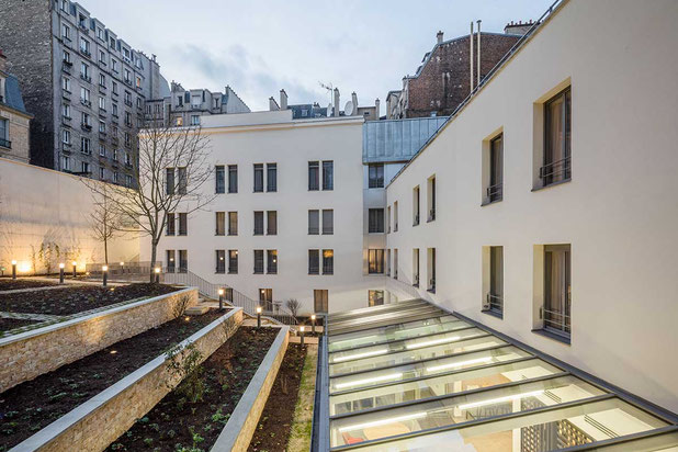 Vue Jardin-rehabilitation-hotel-Paris