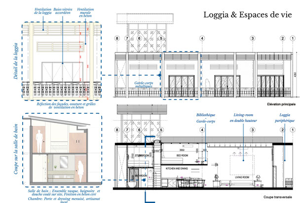 Détails des travaux avec la loggia et de la salle de bain-rehabilitation-appartement-Phnom Penh