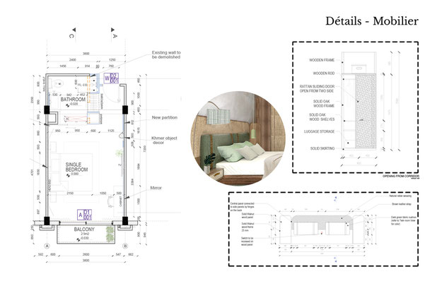 Plan et détails d'aménagement-renovation-hotel-Battambang