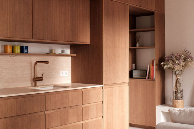Cuisine ouverte sur séjour-renovation-appartement-Paris
