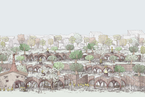 Axonométrie générale - Ateliers et résidences-construction-equipement-La Puebla de Fantova