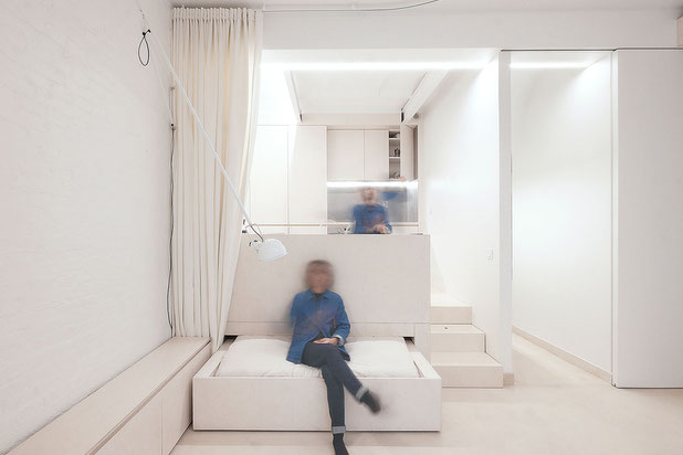 Séjour modulaire - banquette et lit-amenagement-appartement-Paris