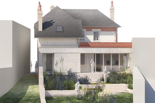 Façade arrière sur jardin-rehabilitation-maison-Le Mans
