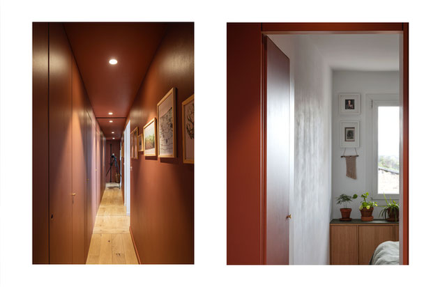 vue du couloir en terracotta-renovation-appartement-Lyon