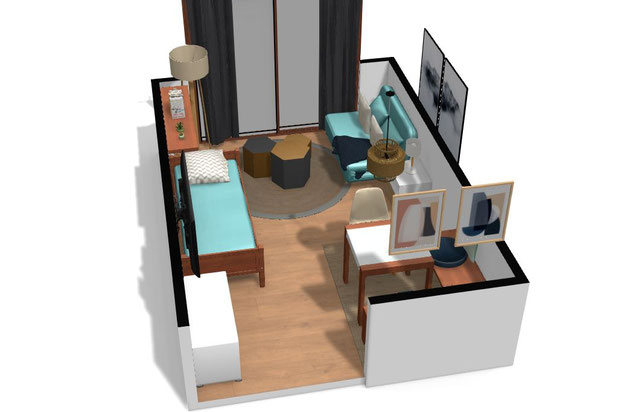 Vue globale du salon-amenagement-appartement-Villarembert