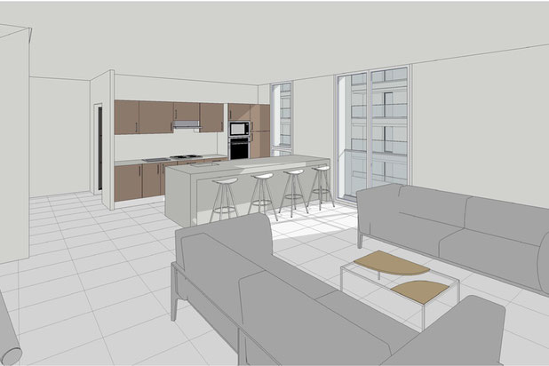 Vue dur la cuisine au R+1-construction-immeuble-Poissy