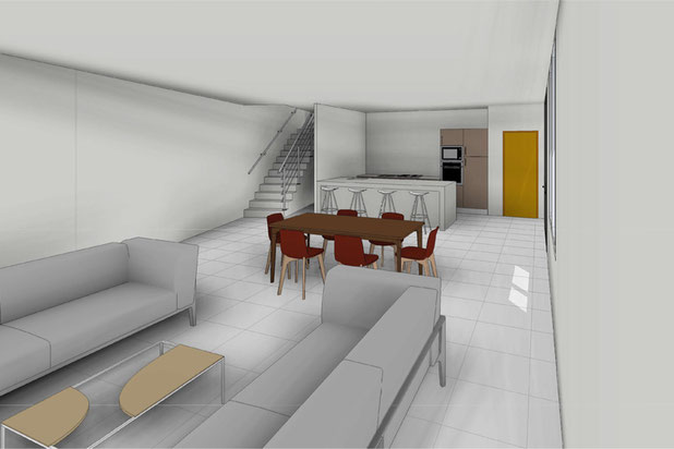 Vue dur la cuisine au Rdc-construction-immeuble-Poissy