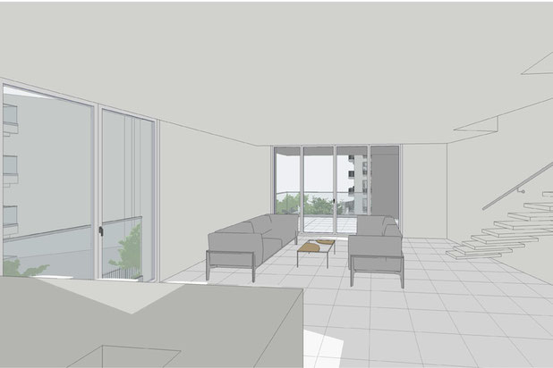 vue sur le séjour au R+1-construction-immeuble-Poissy